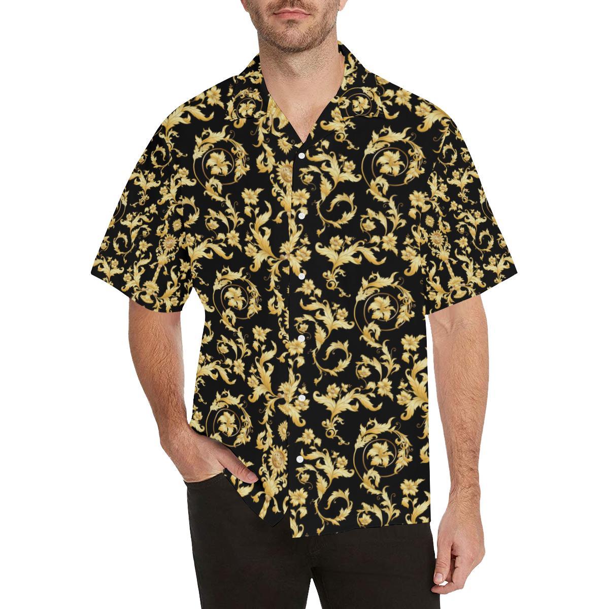 Baroque Golden Pattern Print Design Hawaiian Shirt