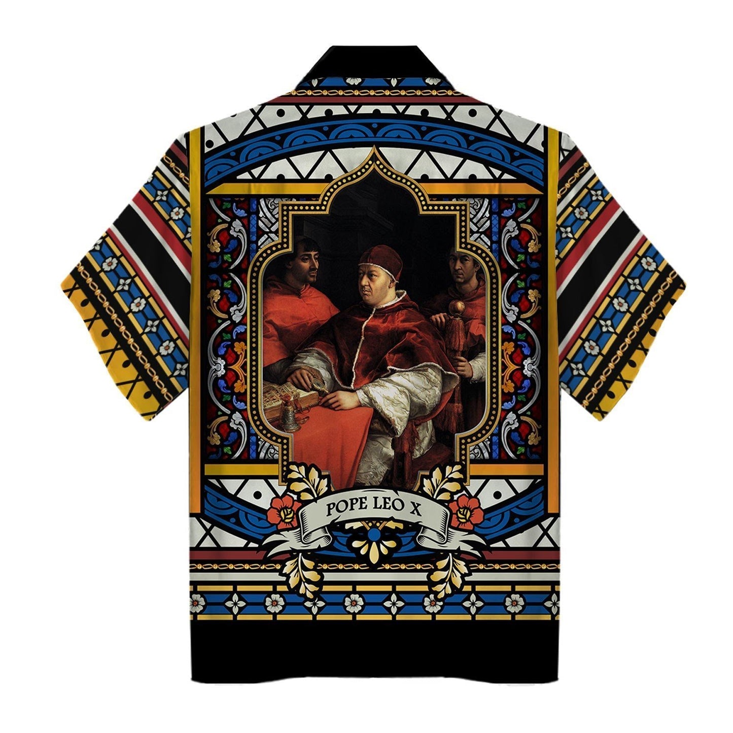 3D Hawaiian Outfit Pope Leo X Stained Glass Shirt