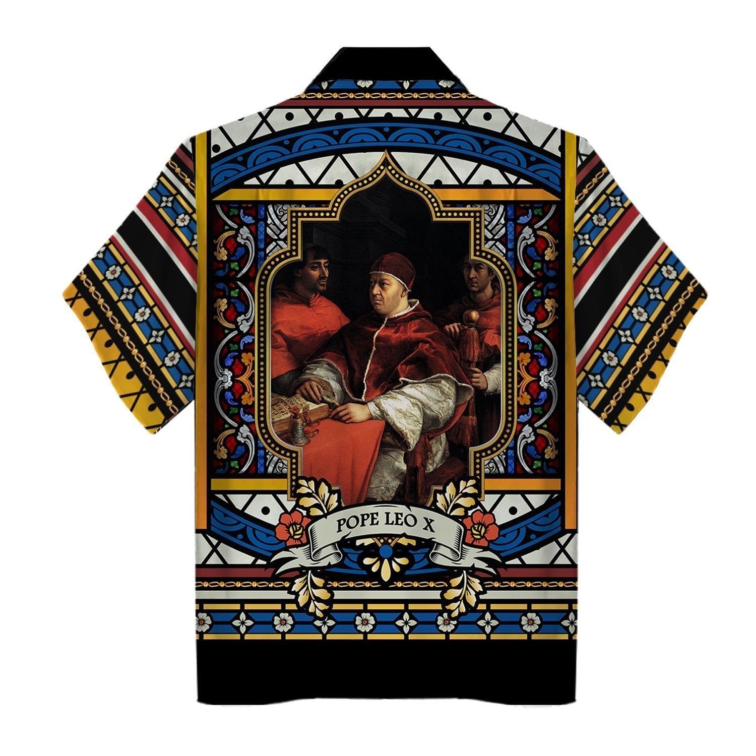 3D Hawaiian Outfit Pope Leo X Stained Glass Shirt