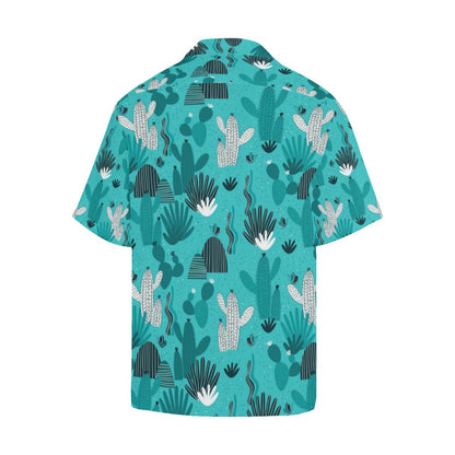 Green Cactus Pattern Mens All Over Print Hawaiian Shirt