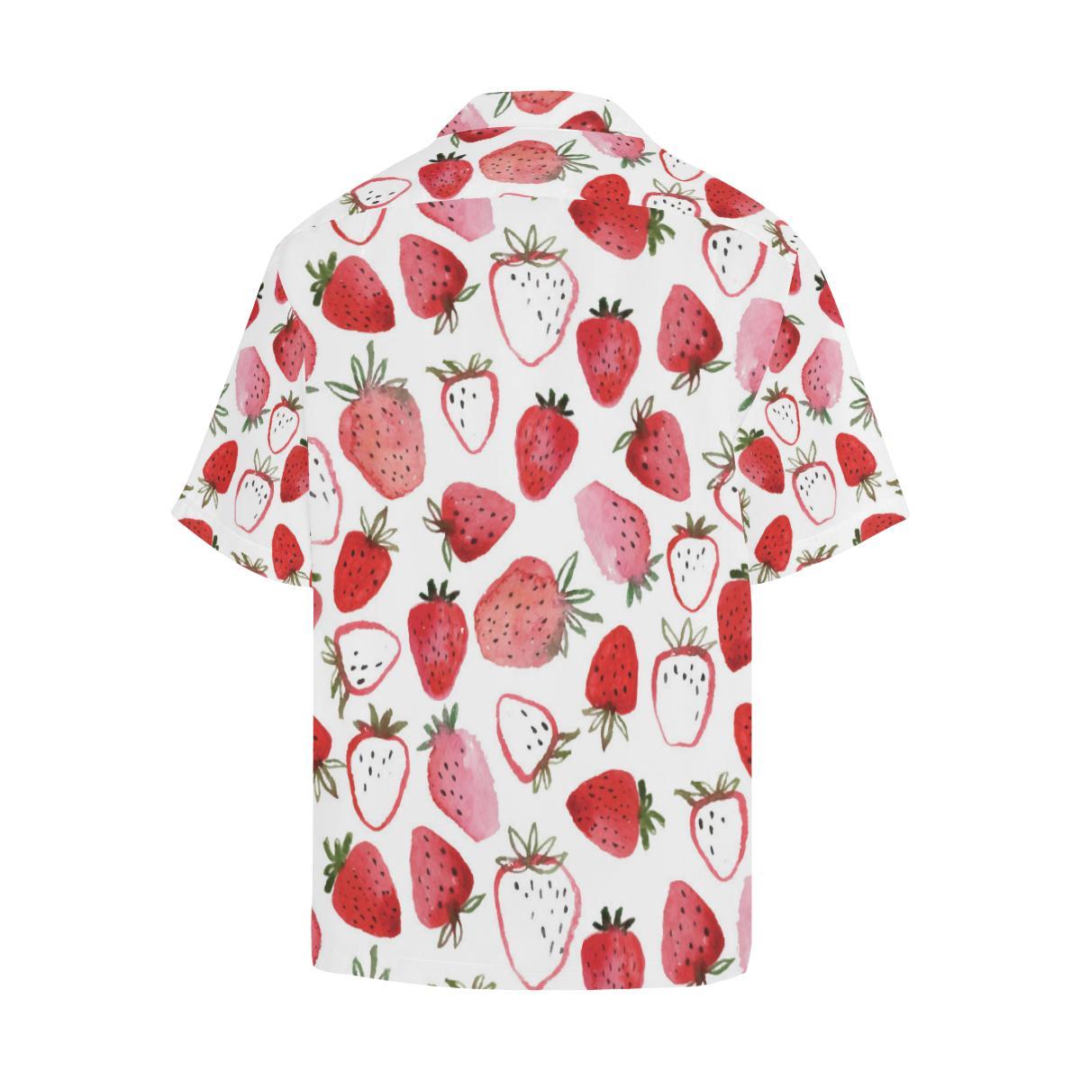 Watercolor Hand Drawn Beautiful Strawberry Pattern Mens All Over Print Hawaiian Shirt