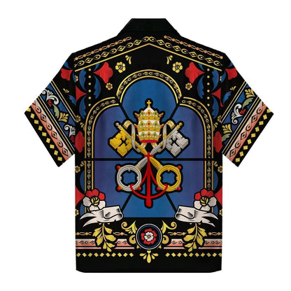 3D Hawaiian Outfit Pope St Peter Stained Glass Shirt