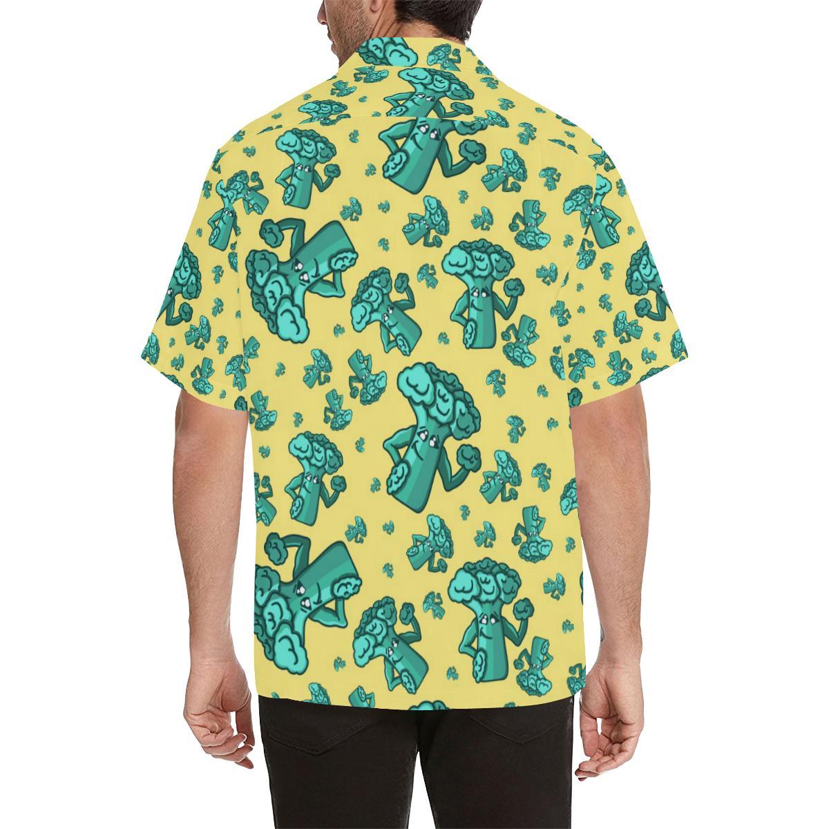 Cute Broccoli Pattern Mens All Over Print Hawaiian Shirt