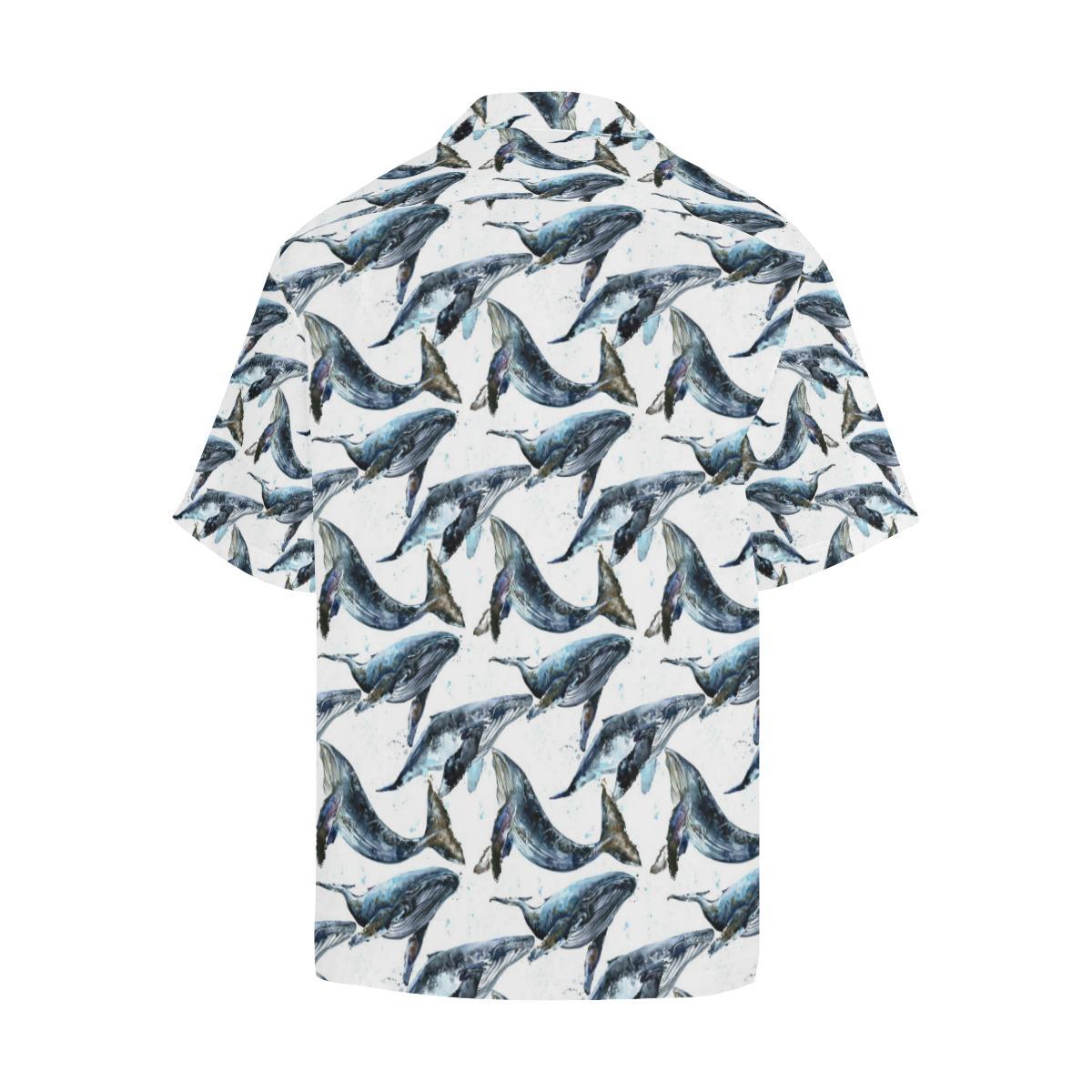 Blue Whale Pattern Print Design Hawaiian Shirt