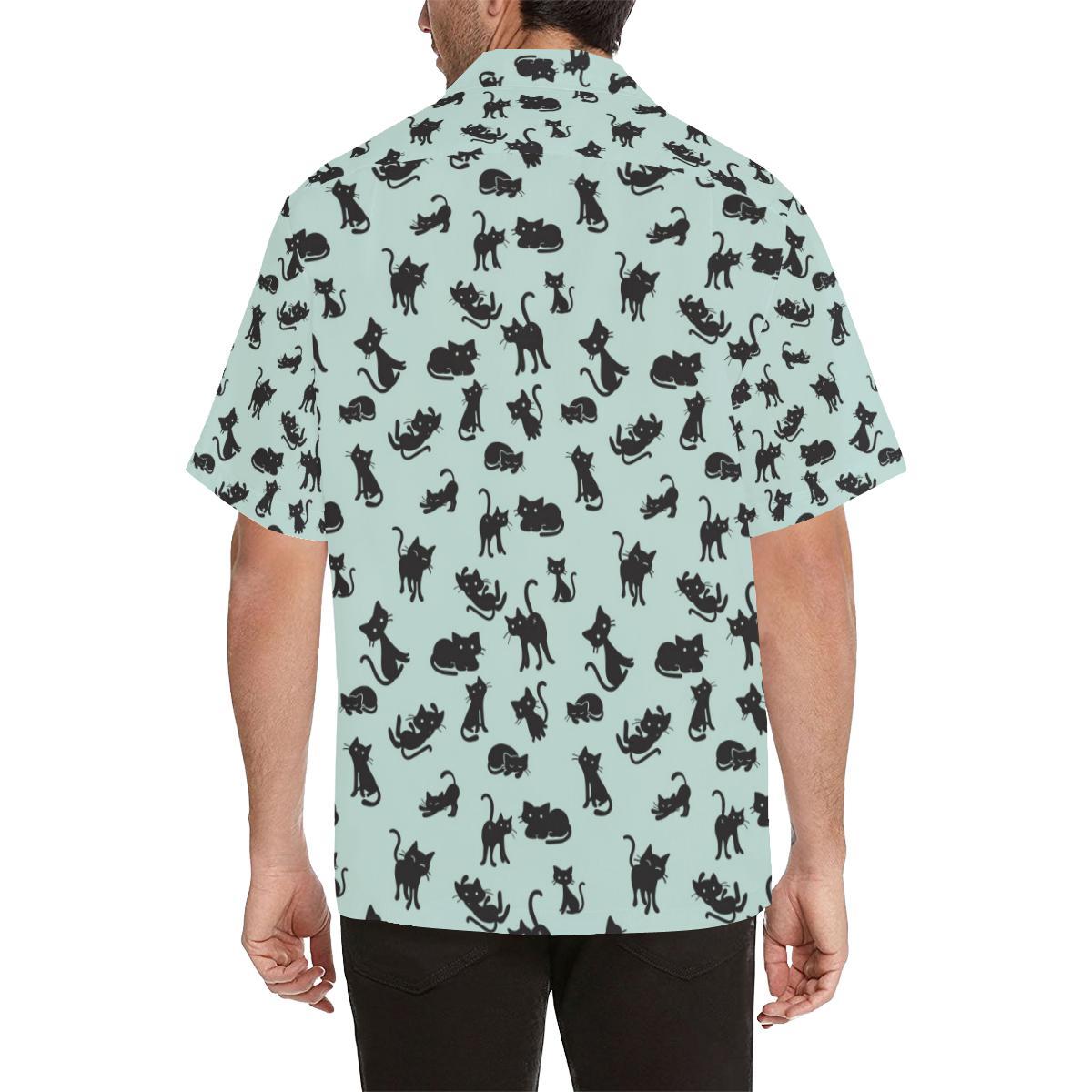 Black Cat Pattern Print Design Hawaiian Shirt