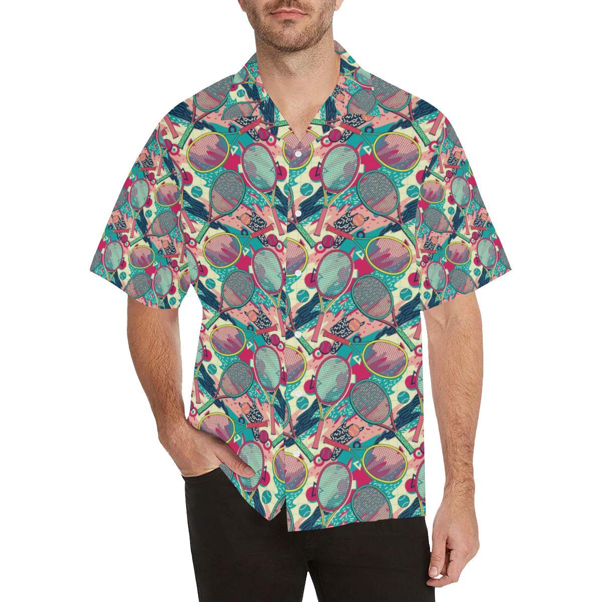 Tennis Pattern Print Design 01 Mens All Over Hawaiian Shirt