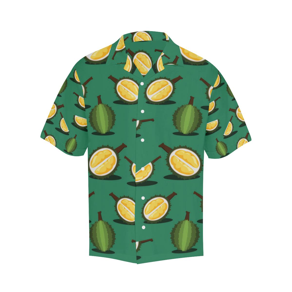 Durian Pattern Green Background Mens All Over Print Hawaiian Shirt