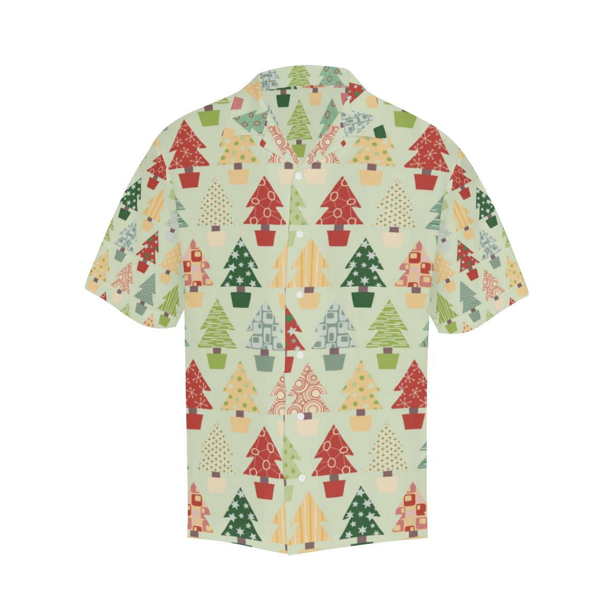 Christmas Tree Pattern Backgroind Mens All Over Print Hawaiian Shirt