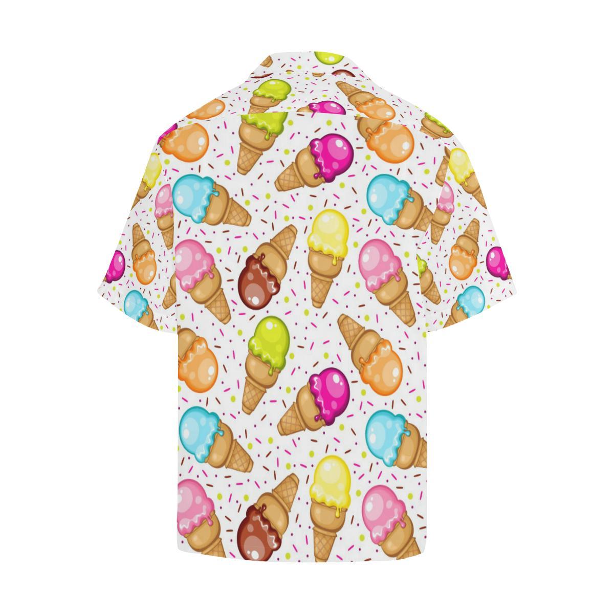Color Ice Cream Cone Pattern Mens All Over Print Hawaiian Shirt