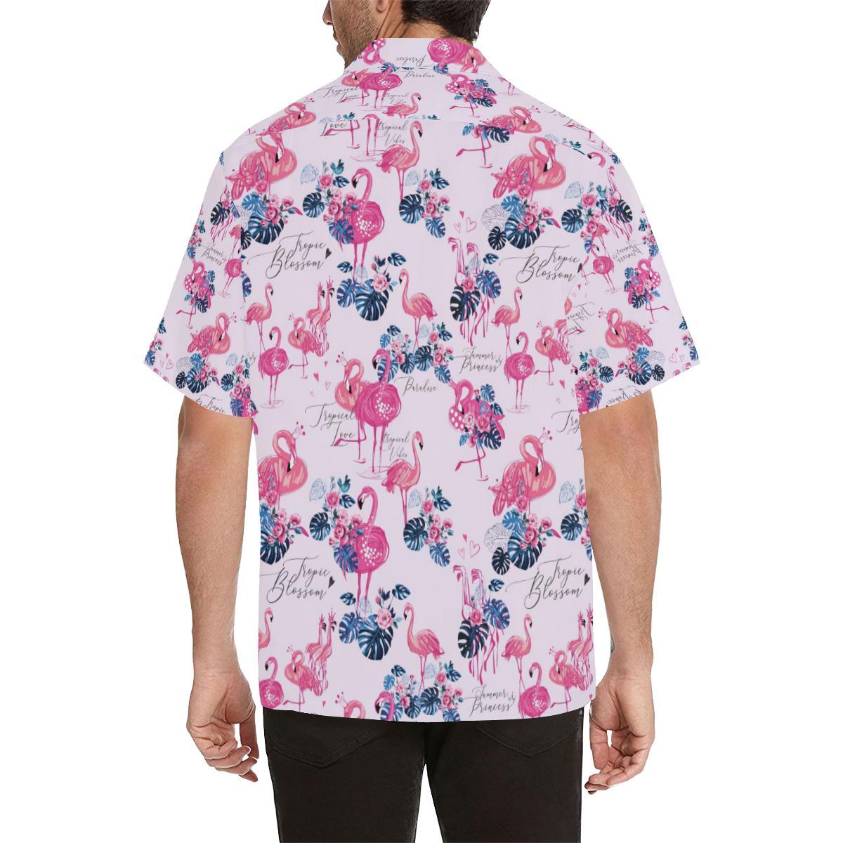 Flamingo Pink Pattern Mens All Over Print Hawaiian Shirt