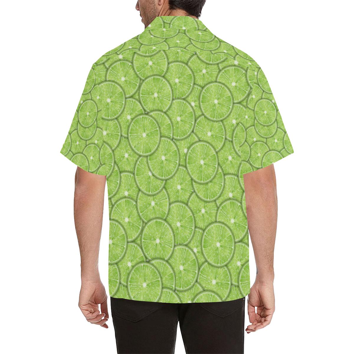 Slices Of Lime Pattern Mens All Over Print Hawaiian Shirt