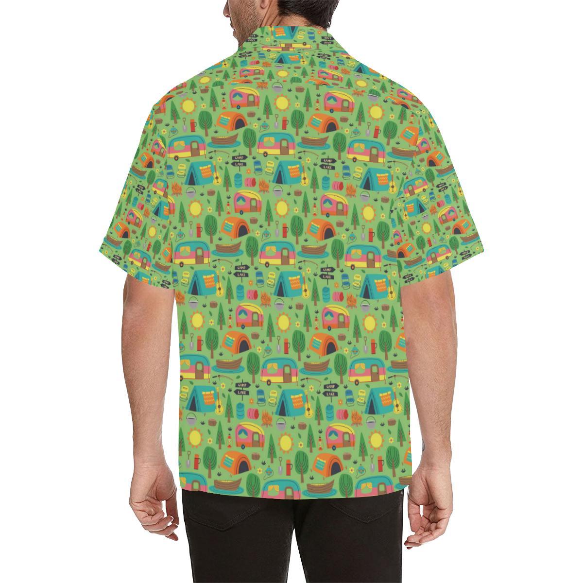 Camping Camper Pattern Print Design Hawaiian Shirt