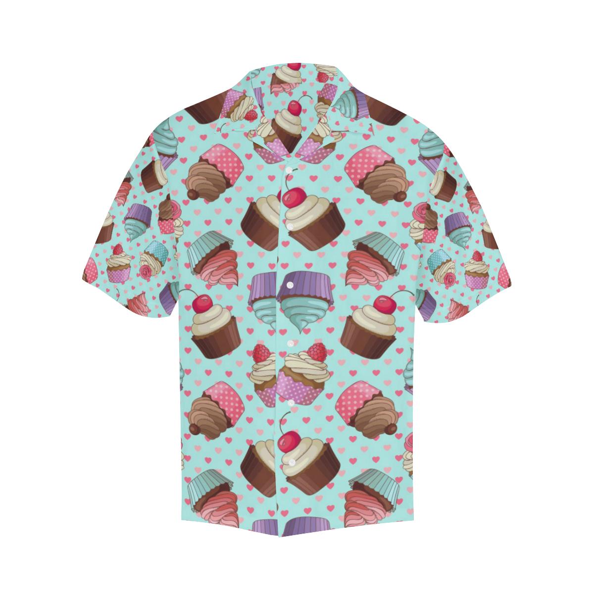 Cup Cake Heart Pattern Mens All Over Print Hawaiian Shirt