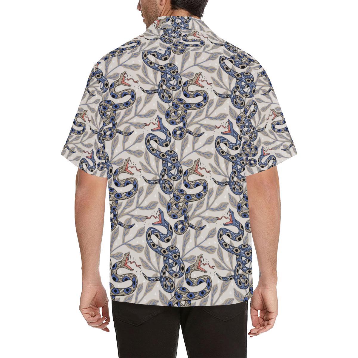 Snake Leaves Pattern Mens All Over Print Hawaiian Shirt