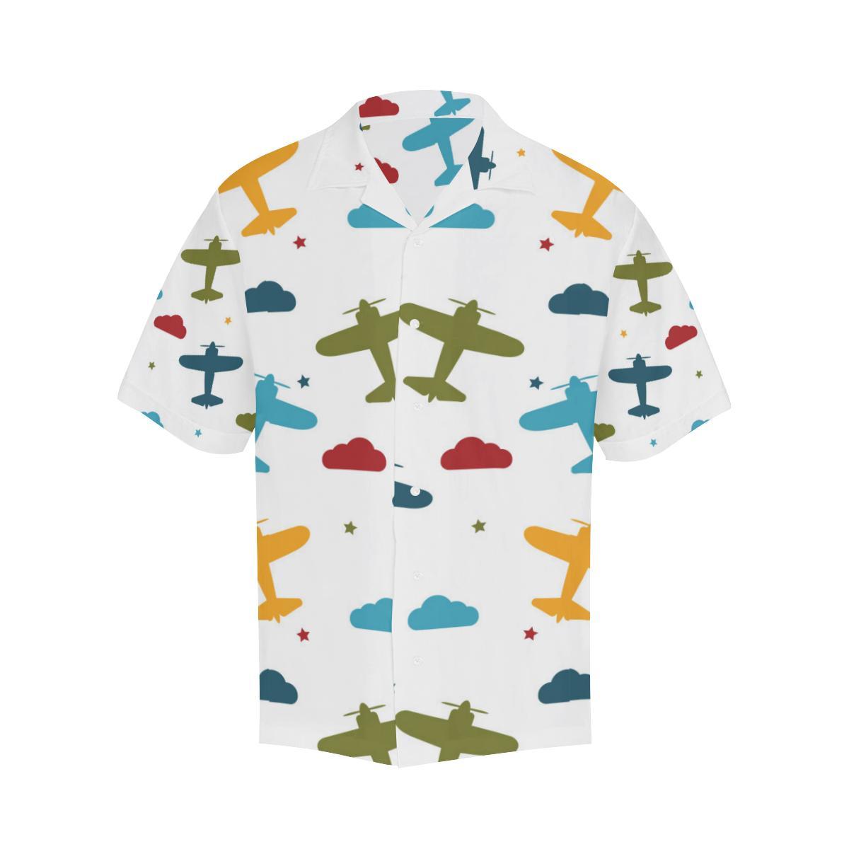 Airplane Star Cloud Colorful Mens All Over Print Hawaiian Shirt