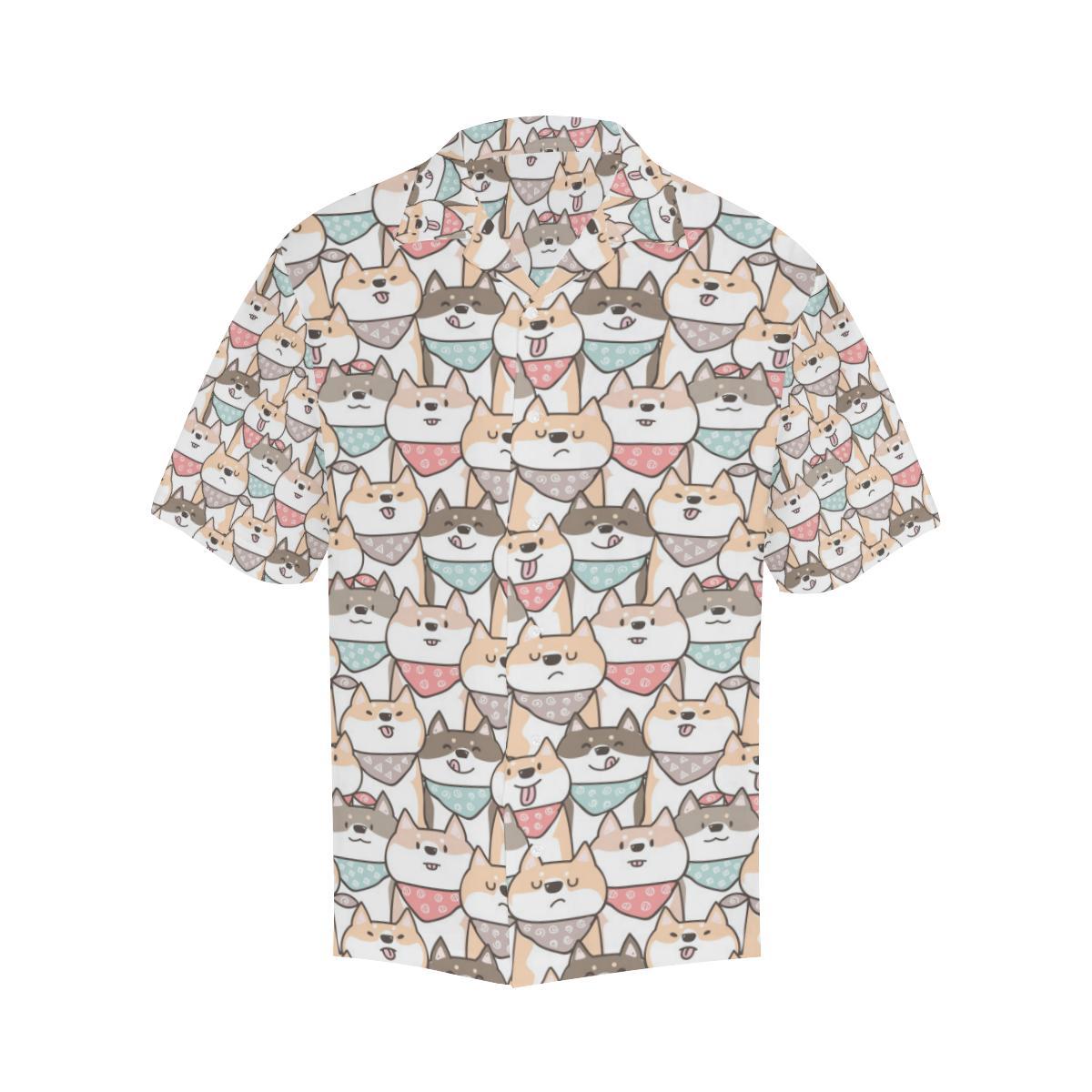 Shiba Inu Pattern Mens All Over Print Hawaiian Shirt