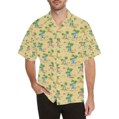 Beach Themed Pattern Print Design Hawaiian Shirt