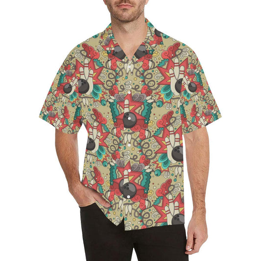 Bowling Pattern Background Mens All Over Print Hawaiian Shirt