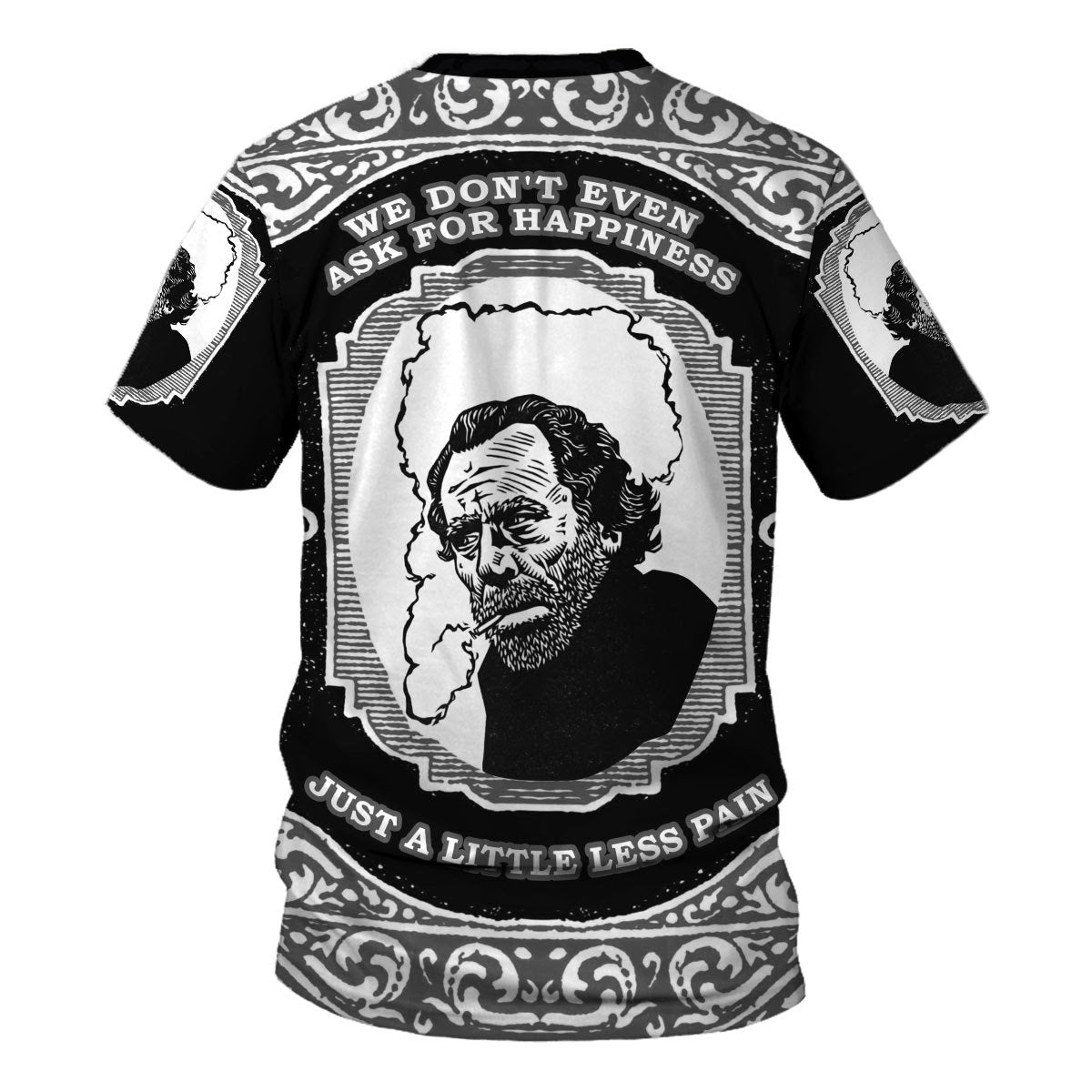 3D Tops Charles Bukowski Just A Little Less Pain Black And White Hawaiian Shirt