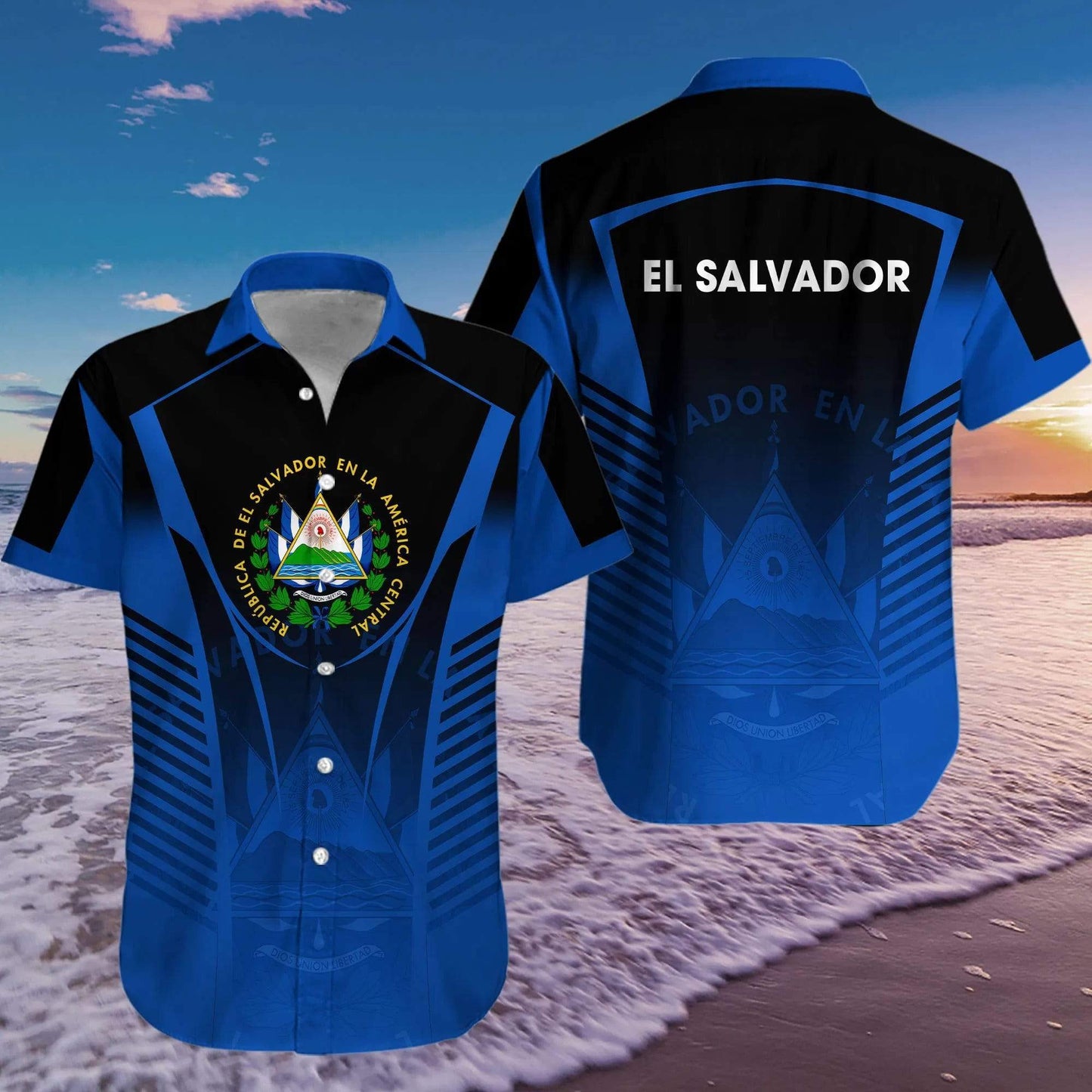 Amazing El Salvador America Navy Pattern Hawaiian Shirts #Dh