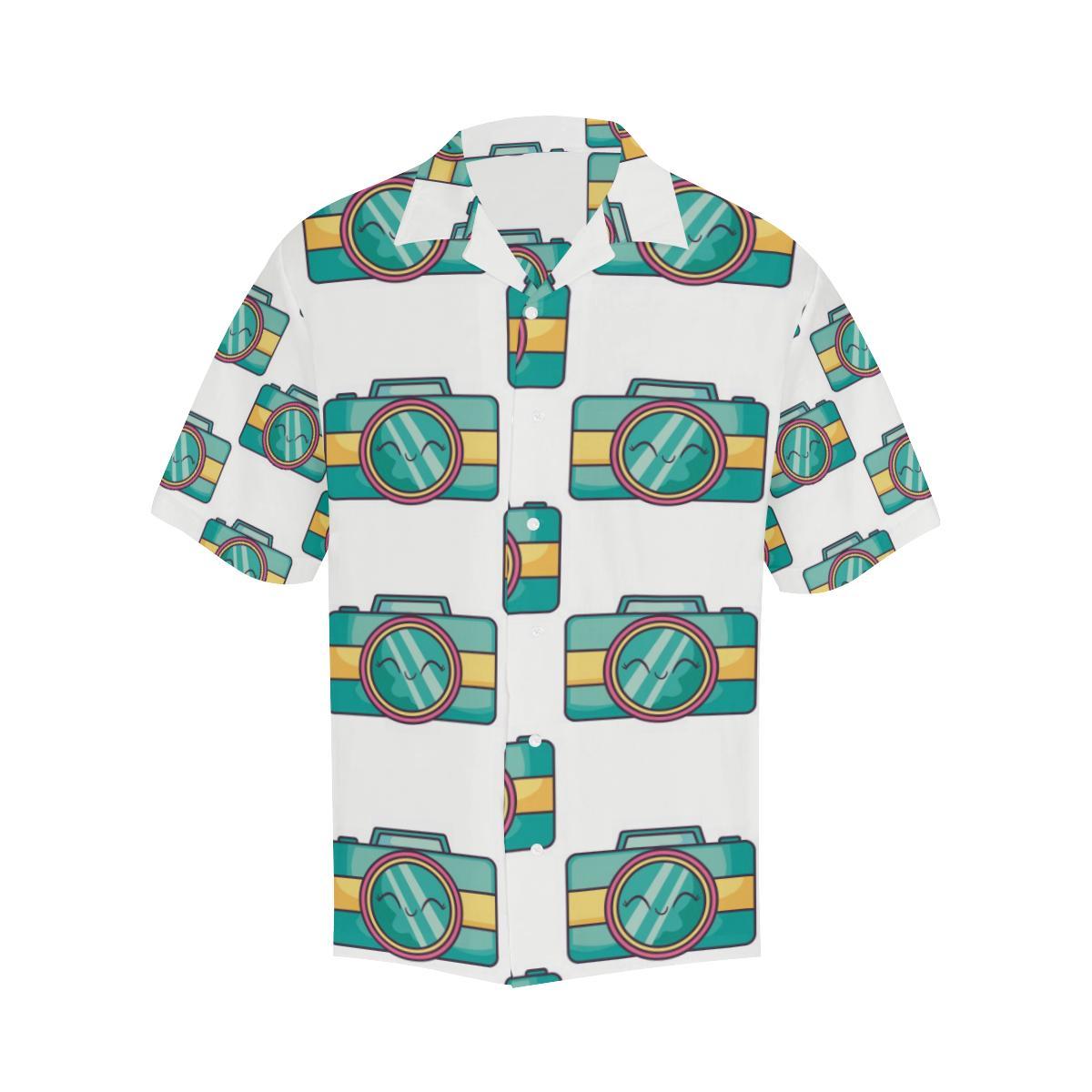 Camera Pattern Print Design 02 Mens All Over Hawaiian Shirt