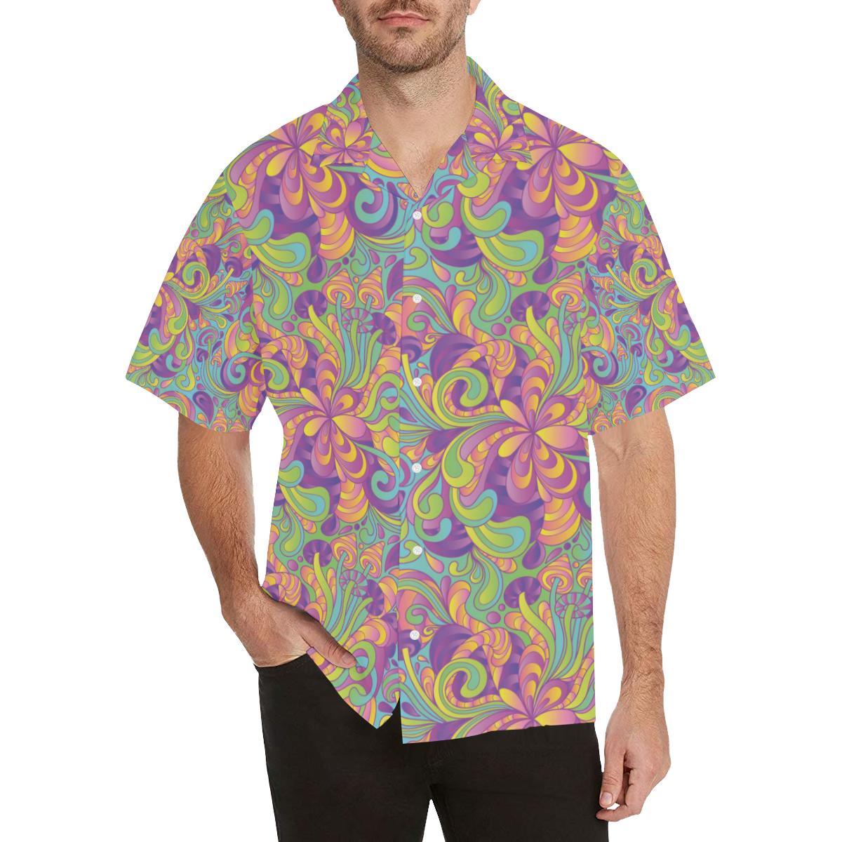 Psychedelic Mushroom Pattern Print Design A Hawaiian Shirt