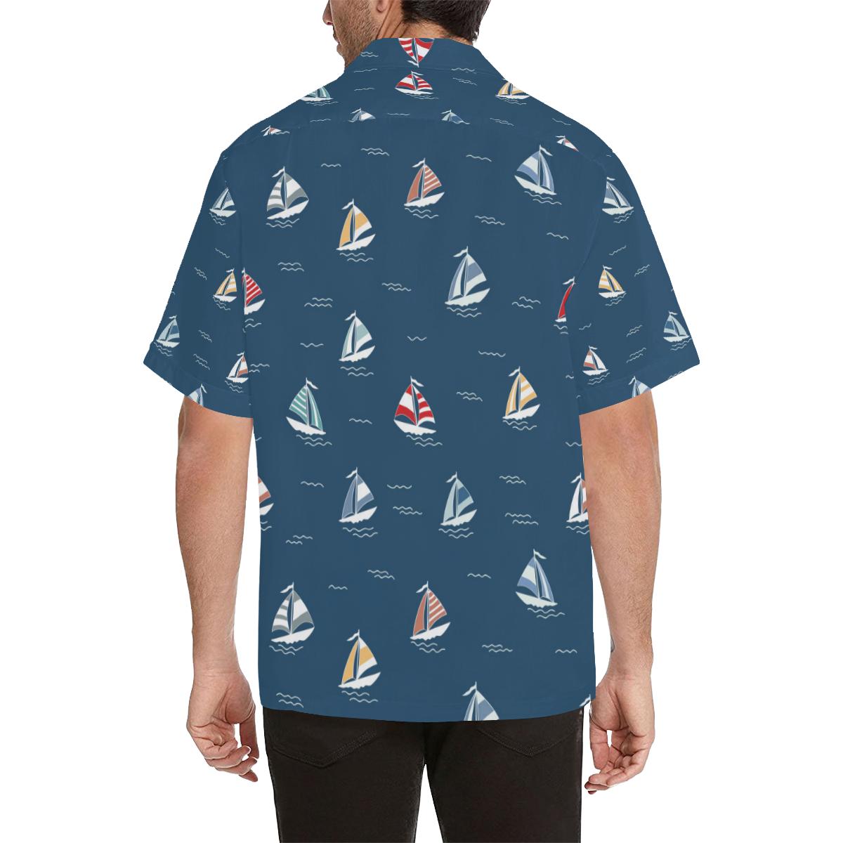 Sailing Ships Pattern Print Design A Hawaiian Shirt