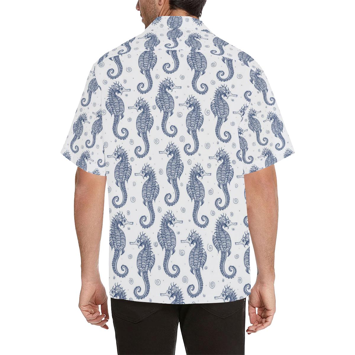 Seahorse Pattern Background Mens All Over Print Hawaiian Shirt