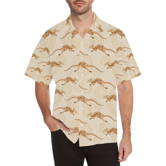 Kangaroo Aboriginal Pattern Background Mens All Over Print Hawaiian Shirt