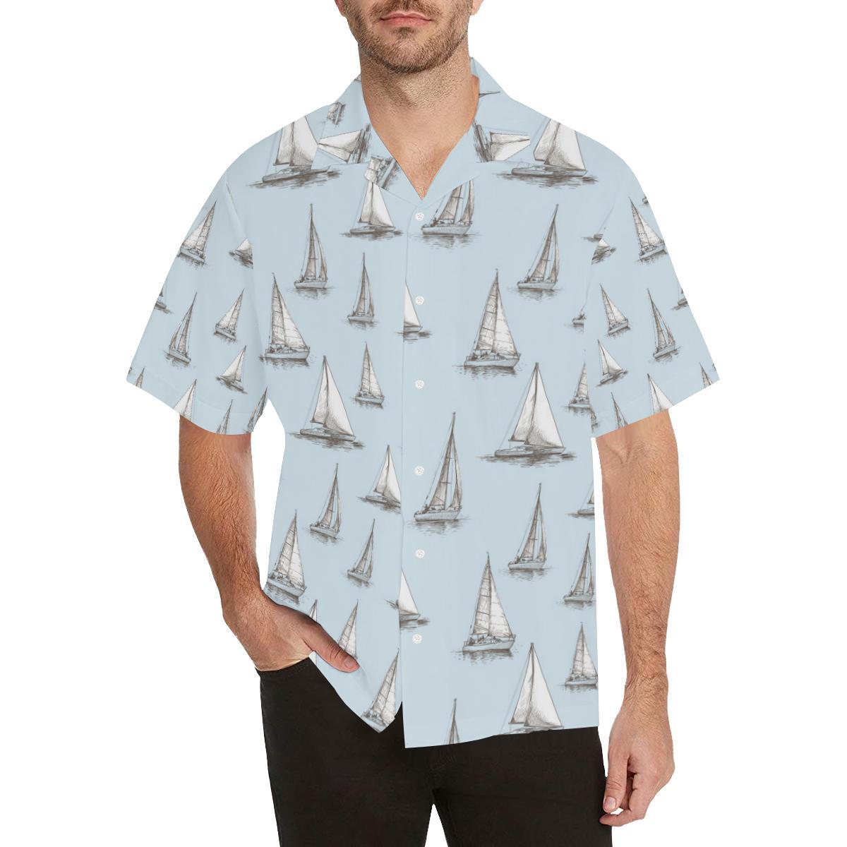 Sailing Ships Pattern Print Design A Hawaiian Shirt