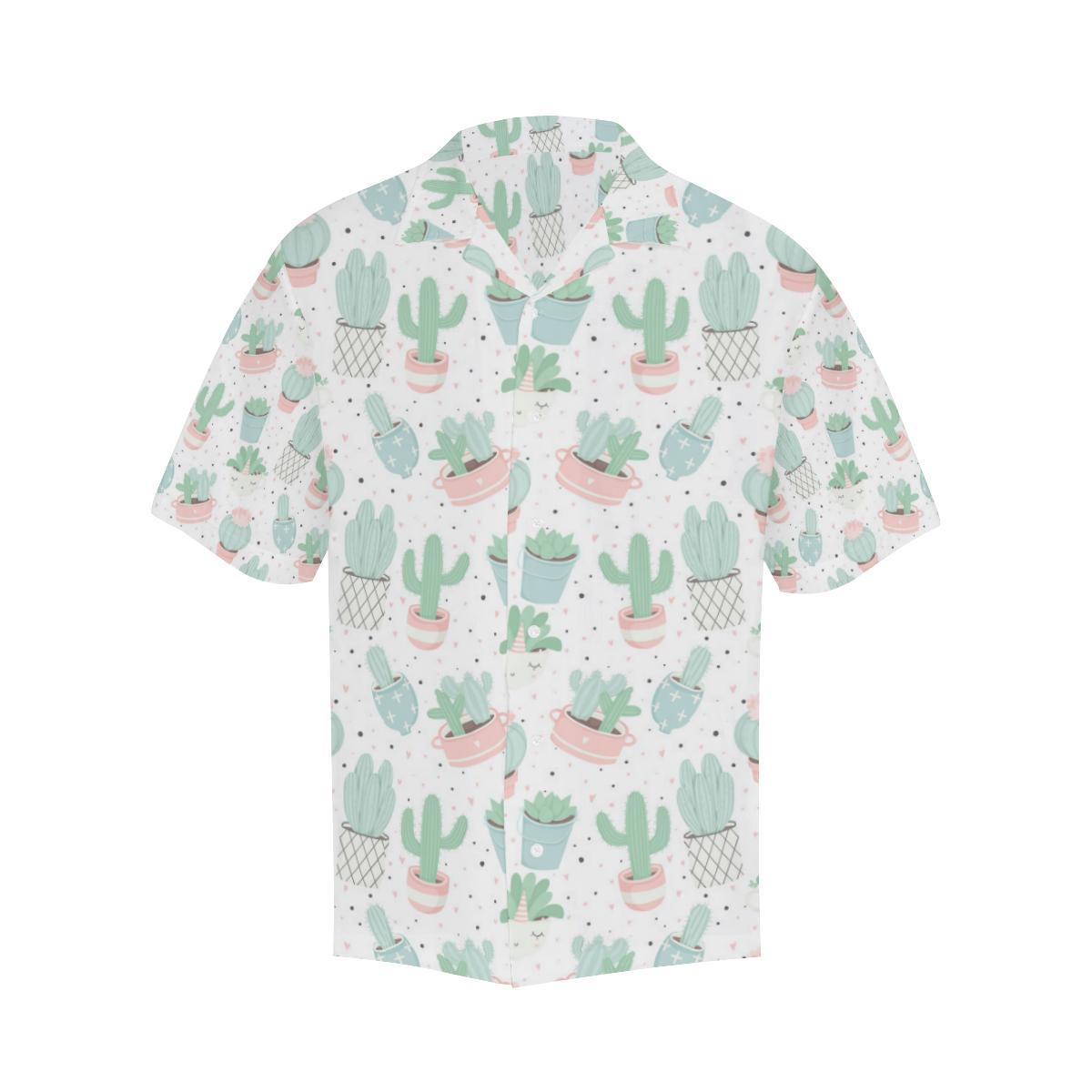Pastel Color Cactus Pattern Mens All Over Print Hawaiian Shirt