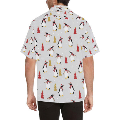 Penguin Christmas Tree Pattern Mens All Over Print Hawaiian Shirt