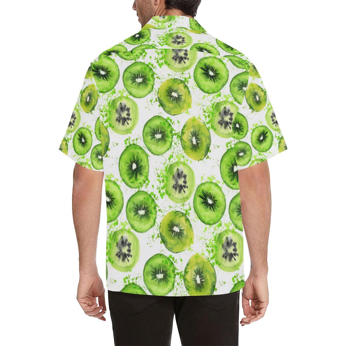 Watercolor Kiwi Pattern Mens All Over Print Hawaiian Shirt