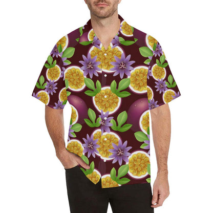 Passion Fruit Sliced Pattern Mens All Over Print Hawaiian Shirt