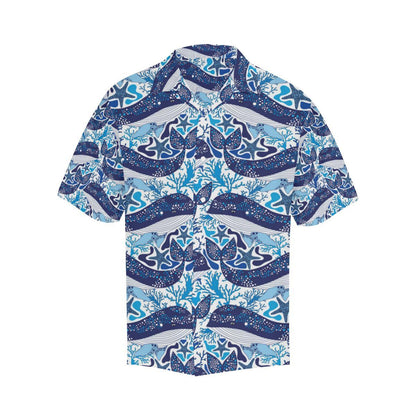 Whale Starfish Pattern Mens All Over Print Hawaiian Shirt