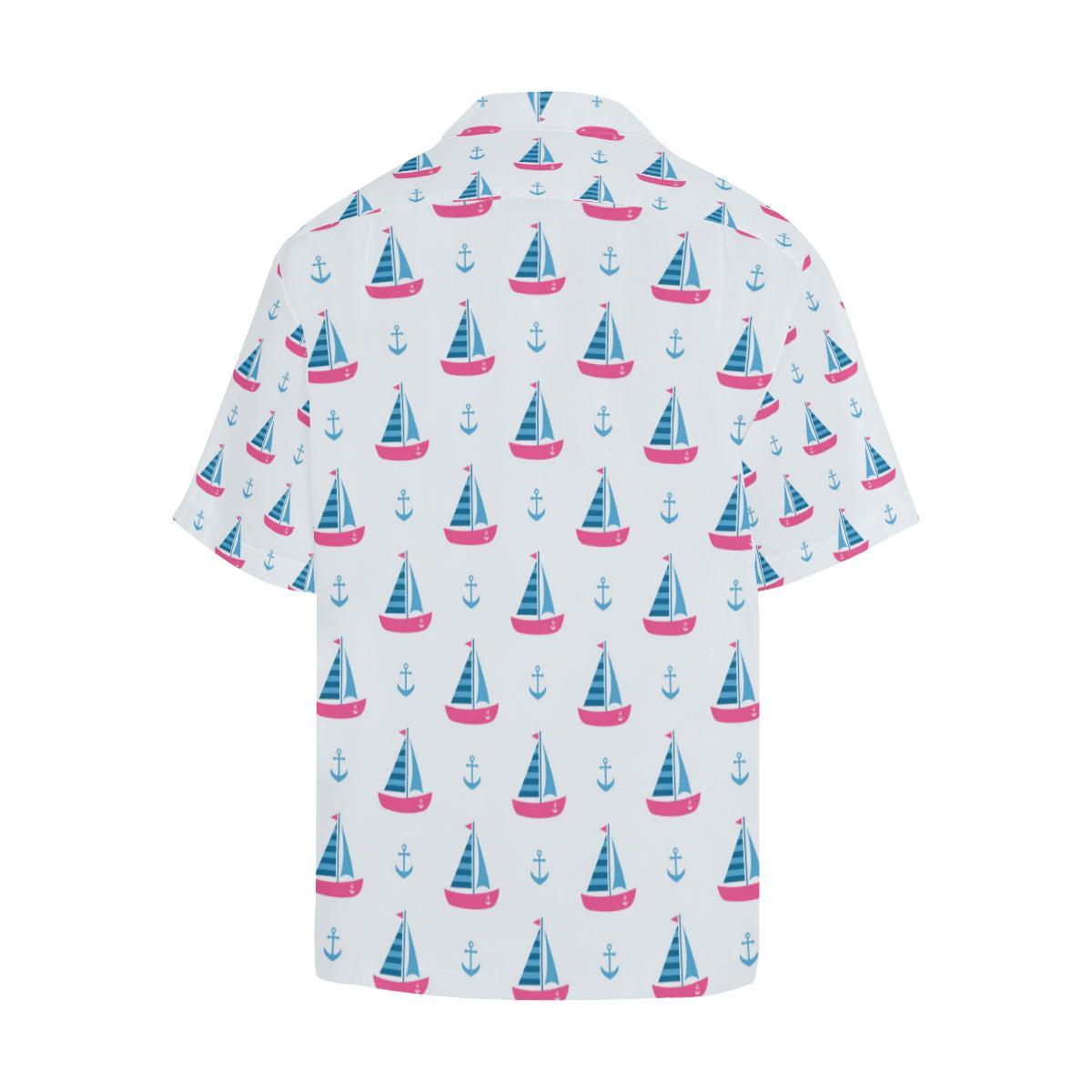 Sailboat Anchor Pattern Mens All Over Print Hawaiian Shirt