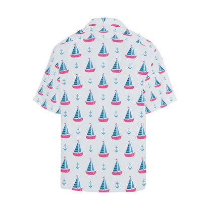 Sailboat Anchor Pattern Mens All Over Print Hawaiian Shirt