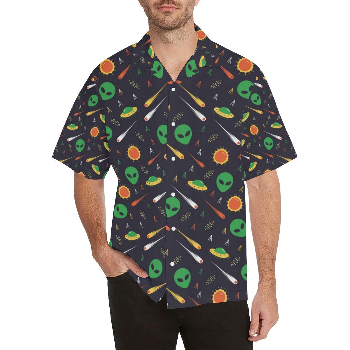 Alien Pattern Print Design 03 Mens All Over Hawaiian Shirt