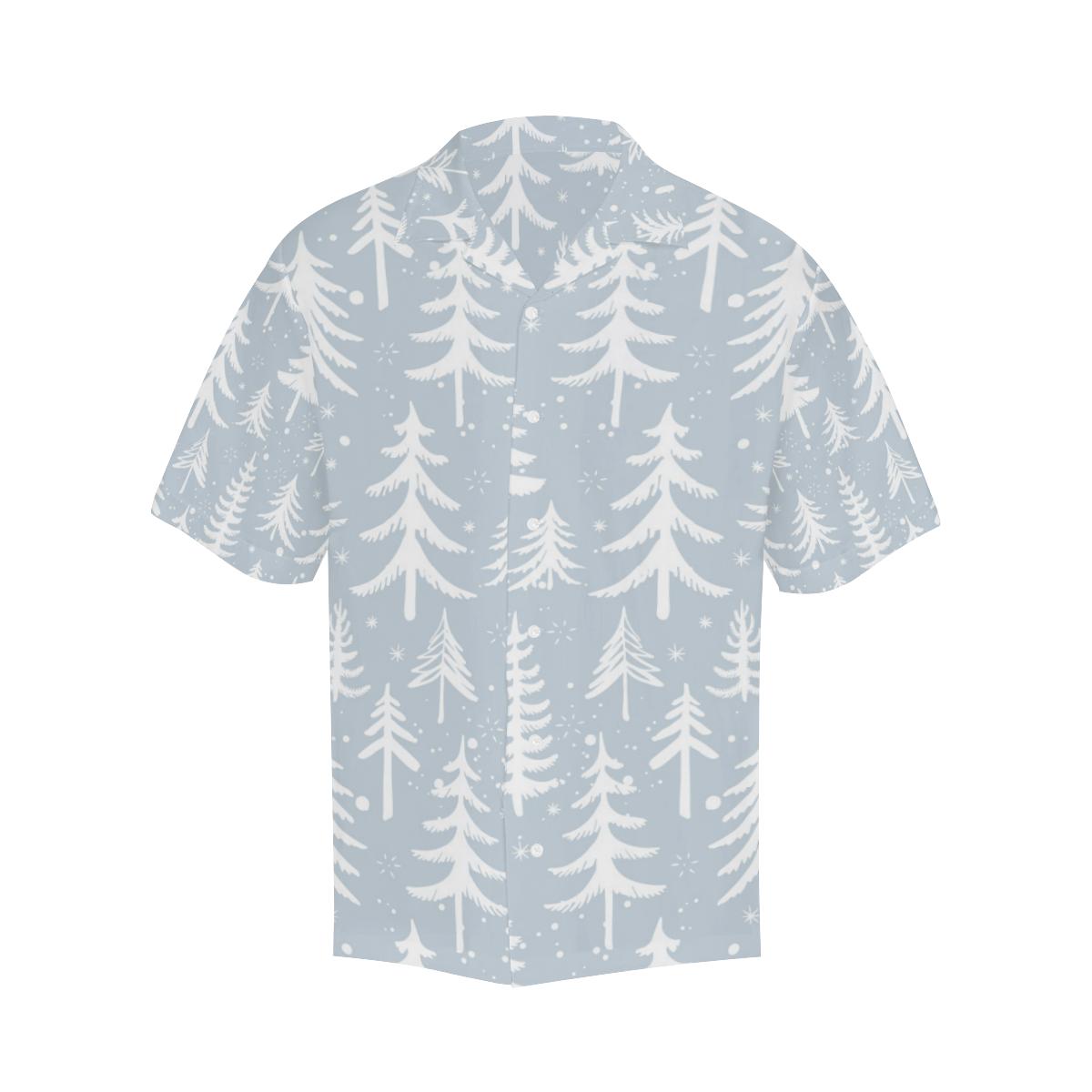 Christmas Tree Winter Forest Pattern Mens All Over Print Hawaiian Shirt