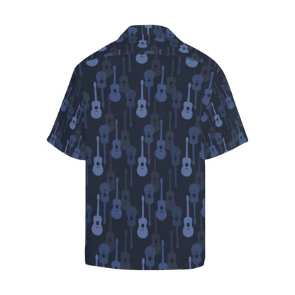 Blue Theme Guitar Pattern Mens All Over Print Hawaiian Shirt