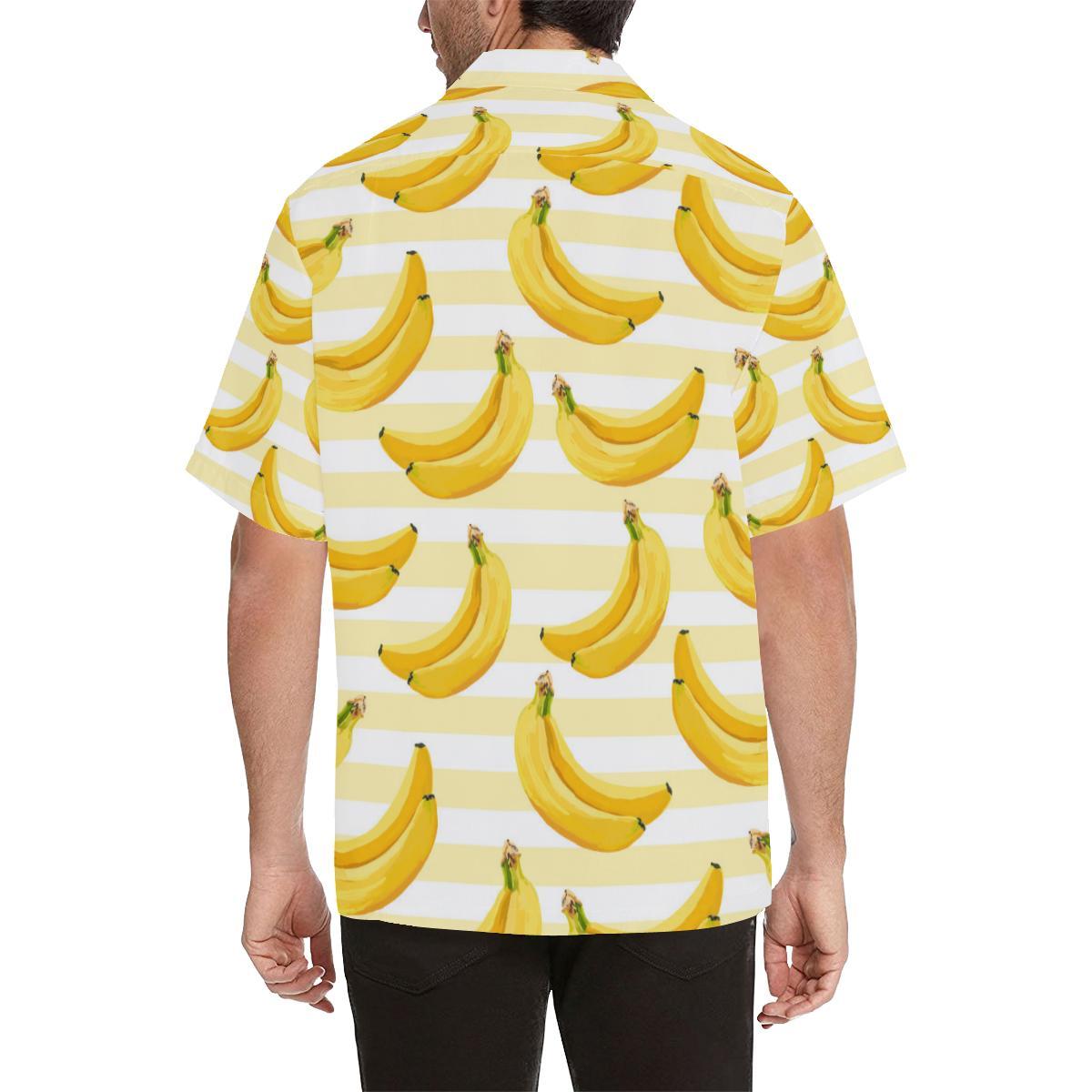 Banana Pattern Blackground Mens All Over Print Hawaiian Shirt