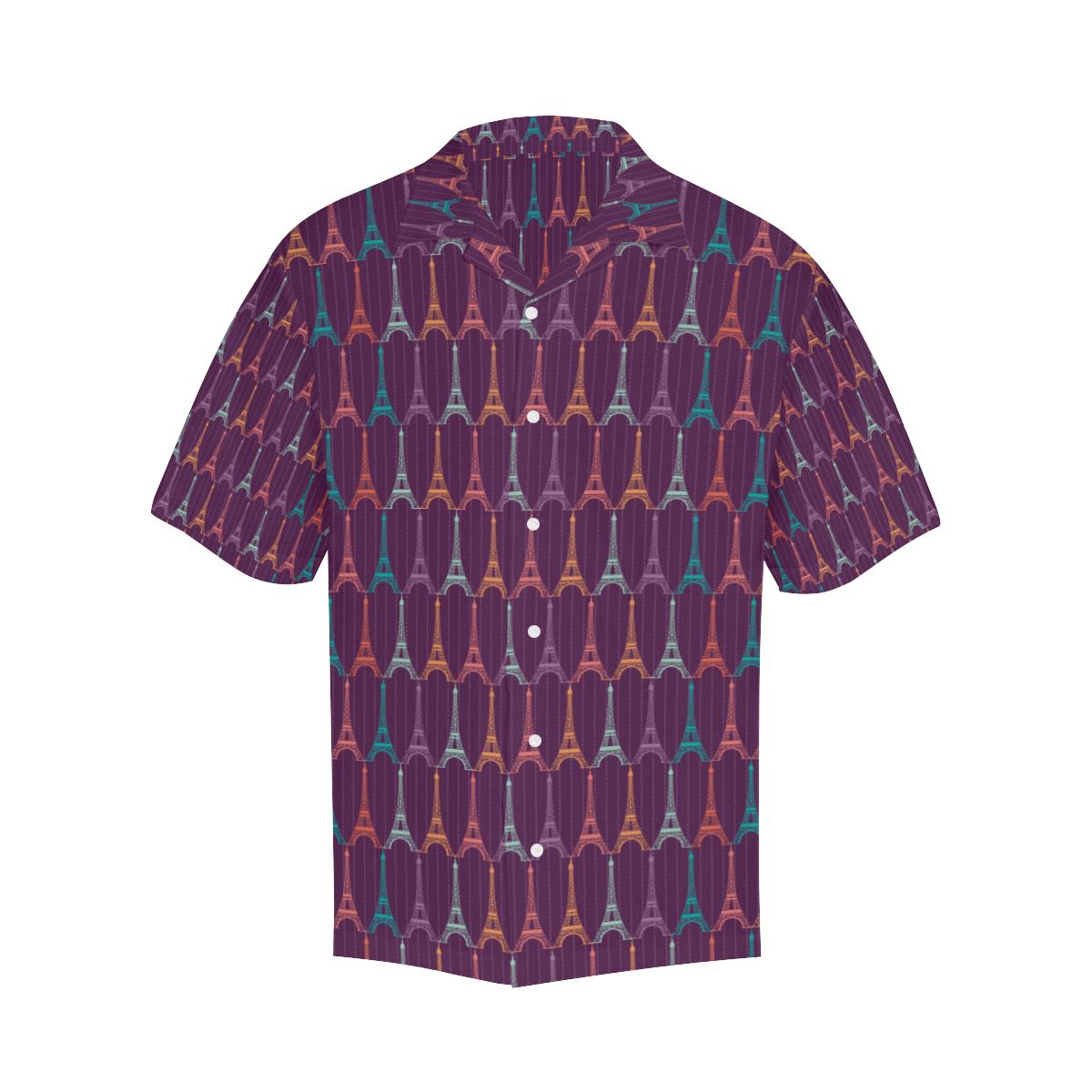 Eiffel Tower Pattern Print Design 05 Mens All Over Hawaiian Shirt