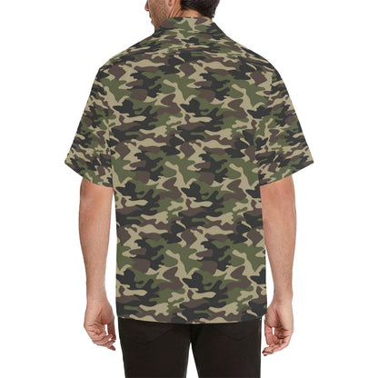 Dark Green Camouflage Pattern Mens All Over Print Hawaiian Shirt