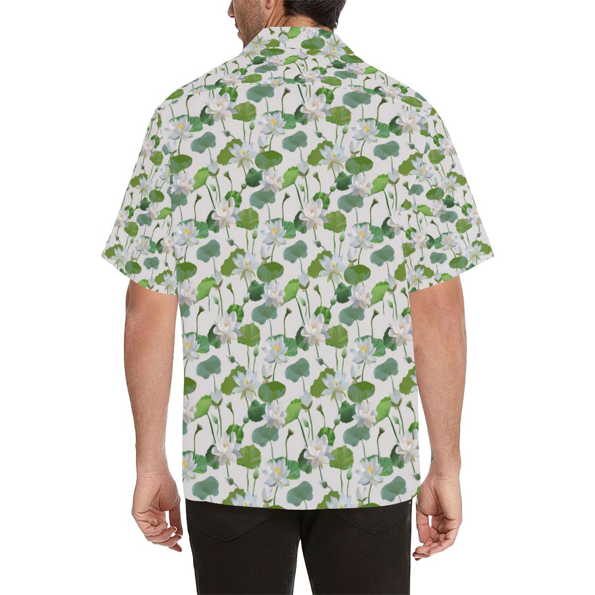 Lotus Waterlily Pattern Mens All Over Print Hawaiian Shirt