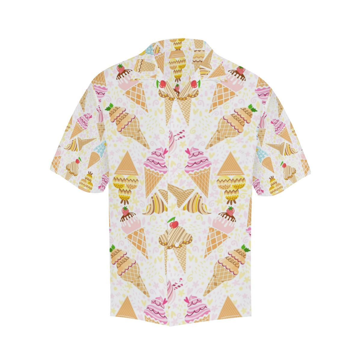Ice Cream Cone Pattern Background Mens All Over Print Hawaiian Shirt