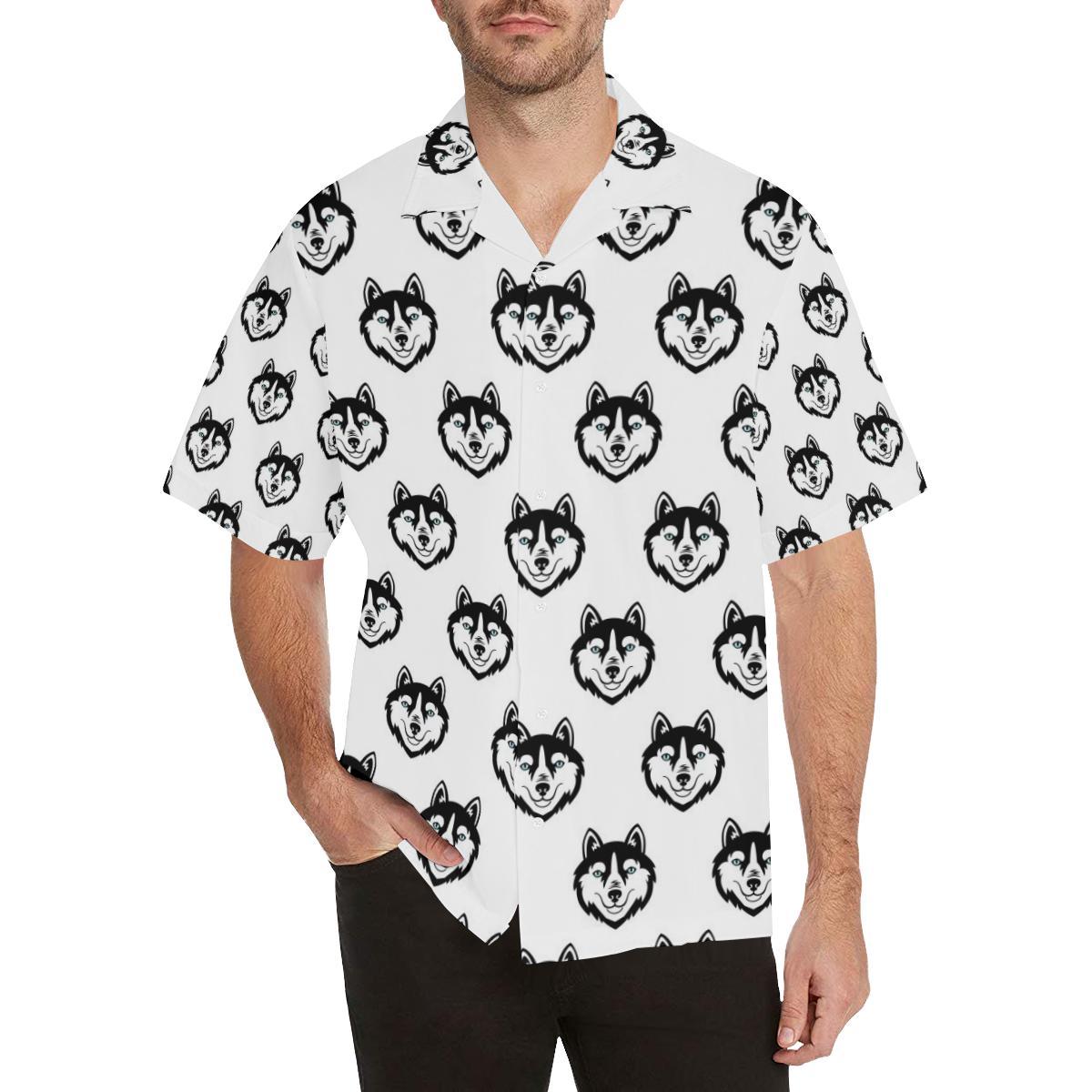 Siberian Husky Pattern Mens All Over Print Hawaiian Shirt