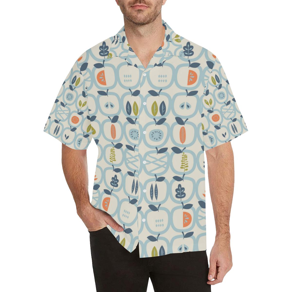 Apples Leaves Pattern Mens All Over Print Hawaiian Shirt