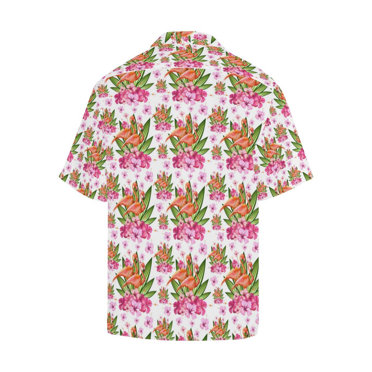 Flamingo Pink Hibiscus Pattern Mens All Over Print Hawaiian Shirt