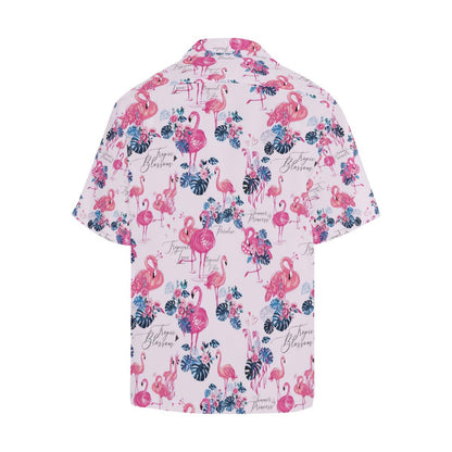 Flamingo Pink Pattern Mens All Over Print Hawaiian Shirt