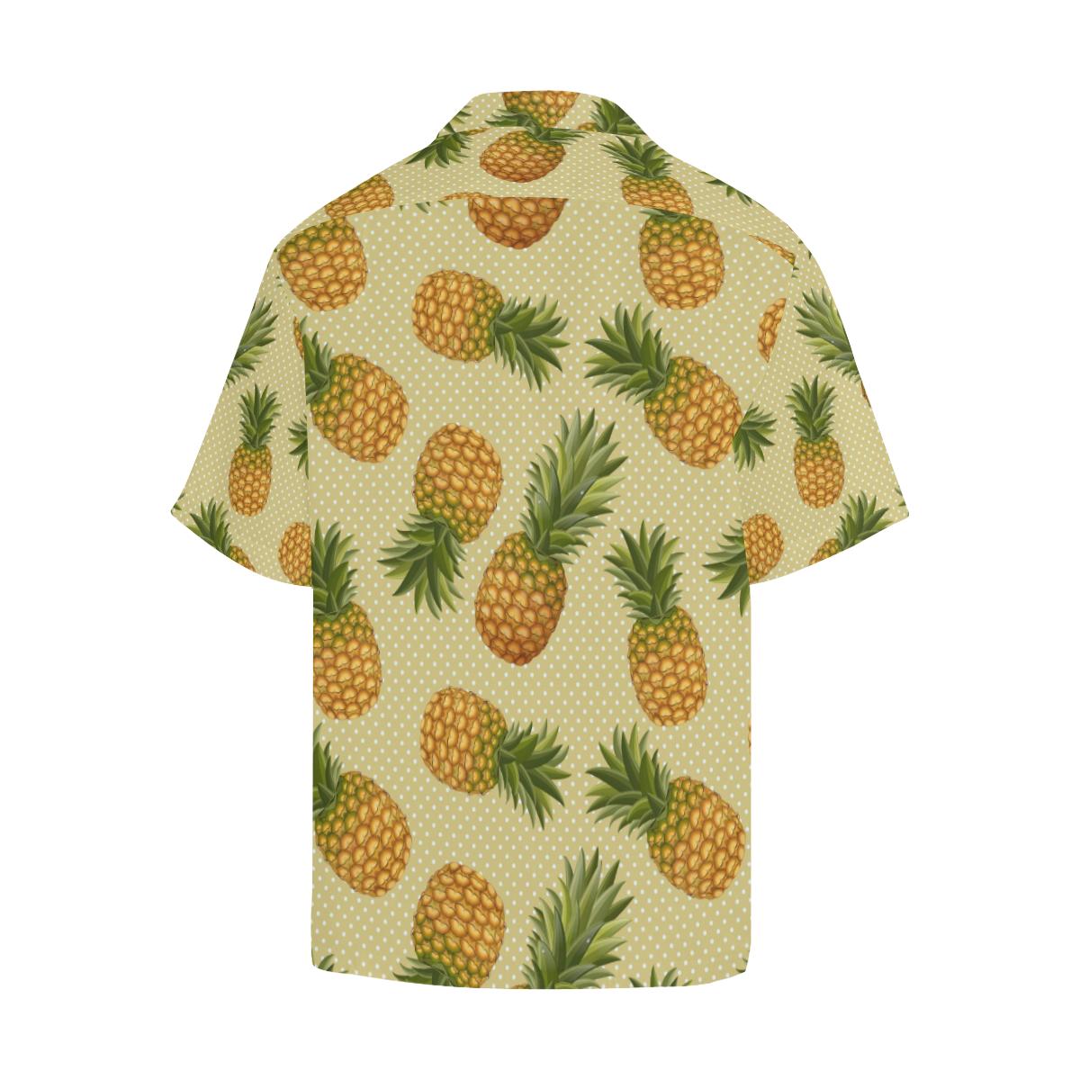 Pineapple Pattern Pokka Dot Background Mens All Over Print Hawaiian Shirt